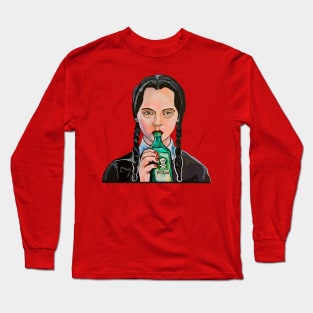 Wednesday Addams 'copium' drinking poison Long Sleeve T-Shirt